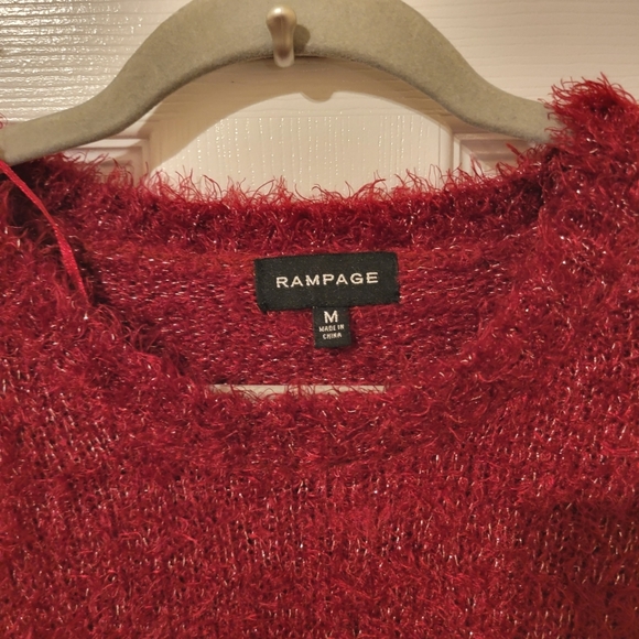 RAMPAGE Burgundy Shimmer/Metallic Fuzzy Sweater - Size M (GUC) - Picture 4 of 5